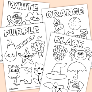 Colour-In Pages (White, Orange, Purple, Black)