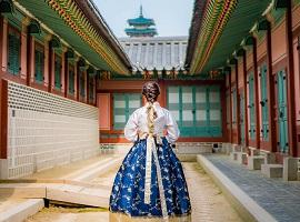 Girl wearing a hanbok in South Korea