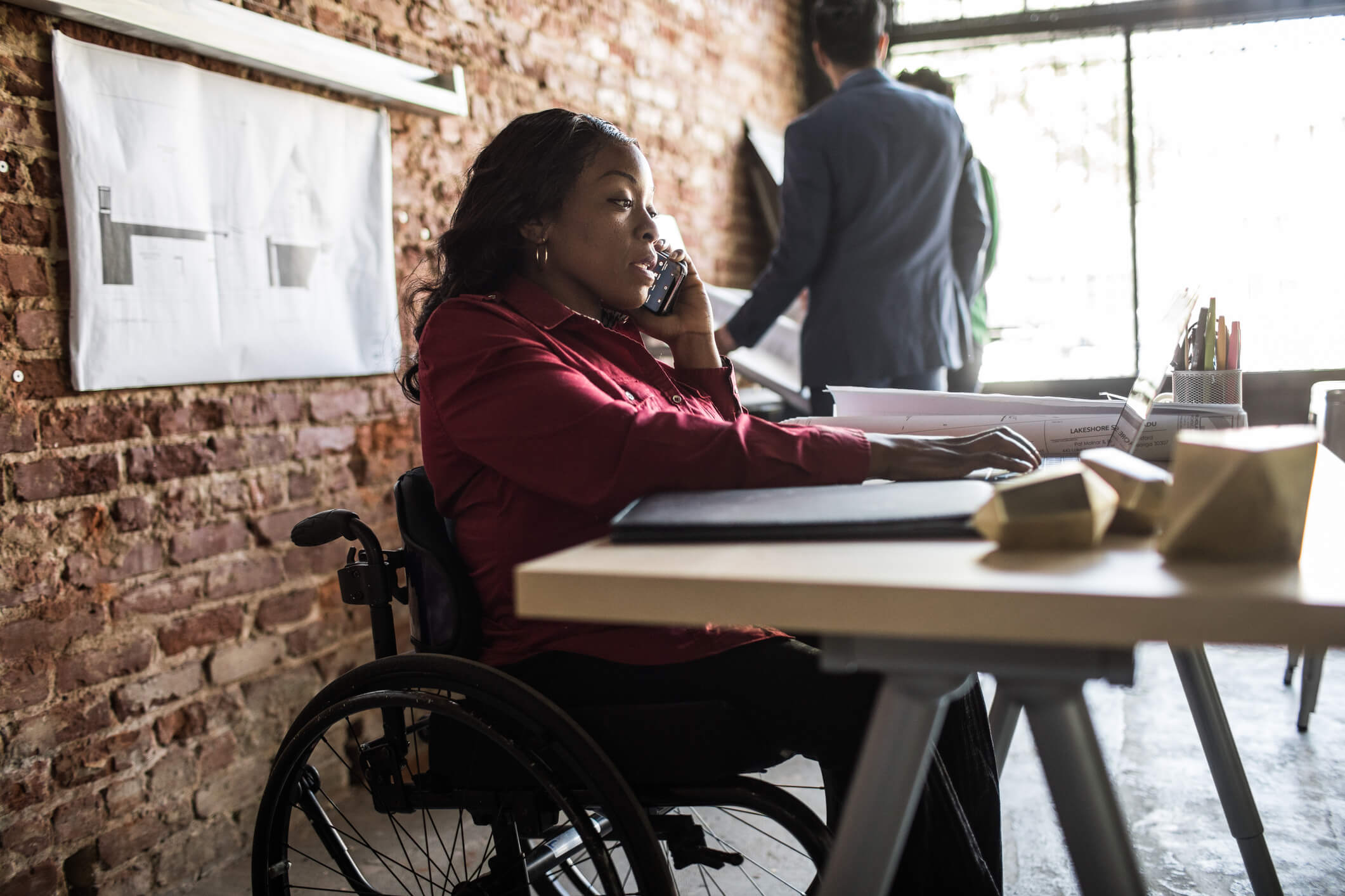 Businesswoman in wheelchair