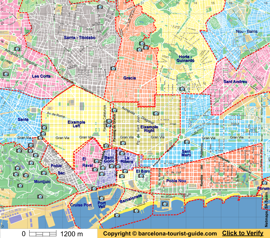 Interaktivní mapa Barcelony propojená s fotografiemi města