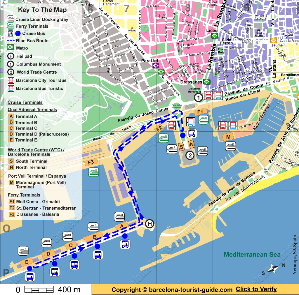 Map Barcelona Port: Maps of Barcelona Cruise Terminals