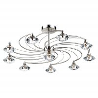 Dar Luther 10 Light Semi Flush with Crystal Glass Satin Chrome