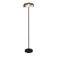 Searchlight Frisbee Led Floor Lamp, Matt Black With Smoked Glass