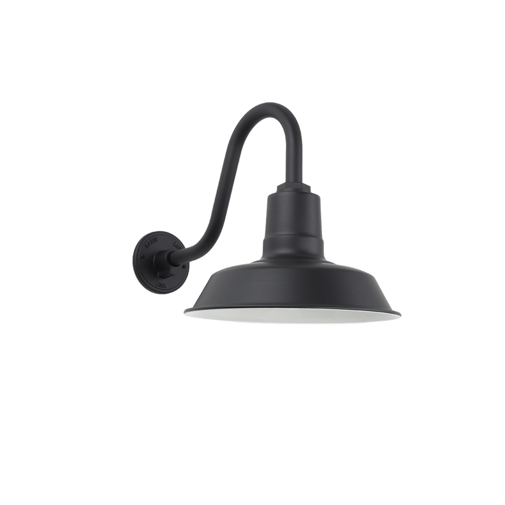 Black Industrial Wall Light on Gooseneck Mounting