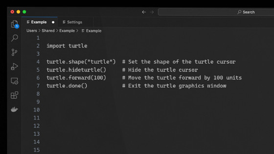 Basic example of Python function turtle.mainloop()