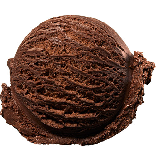 A close-up image of a single scoop of chocolate ice cream from a popular dessert franchise.