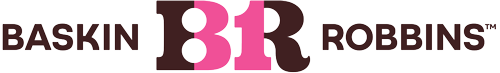 Baskin Robbins, the renowned dessert and ice cream franchise, features its name in brown text with a pink "31" creatively embedded into the "BR" initials.