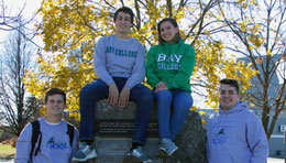 Bay College students gathered outside