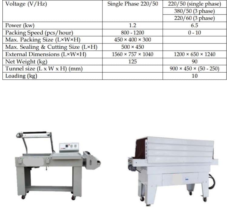 Semi Automatic L Bar Sealer Machine & Tunnel for Thermal Shrink Wrapping