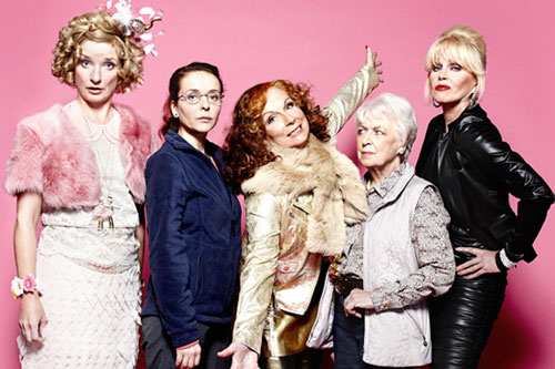 Bubble (JANE HORROCKS), Saffy (JULIA SAWALHA), Edina (JENNIFER SAUNDERS), Mother (JUNE WHITFIELD), Patsy (JOANNA LUMLEY)