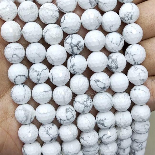 White Howlite Turquoise Beads Faceted Round