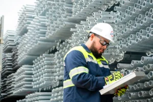 BEO Worker inspecting pipes