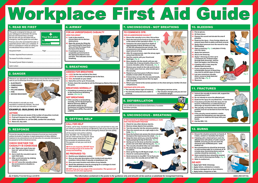 WORKPLACE FIRST AID POSTER WHITE