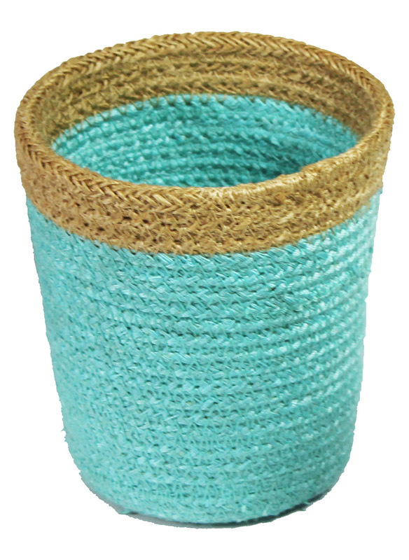 Natural Jute Mini Basket - Sky Blue