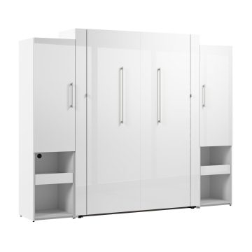 Queen Murphy Bed and Storage Cabinets with Pull-Out Shelf (107W)