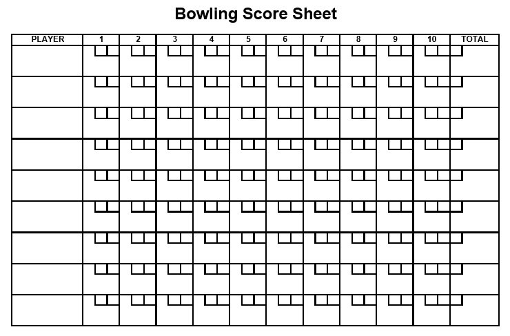 Bowling Printable Score Form - Printable Forms Free Online