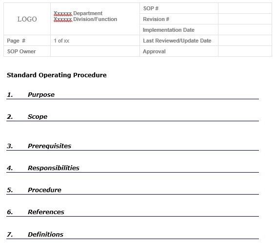 Free Standard Operating Procedure (SOP) Templates [Word+PDF] - Best ...