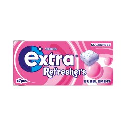 Extra Refreshers Bubblemint Sugarfree Chewing Gum Handy Box 7 Pieces