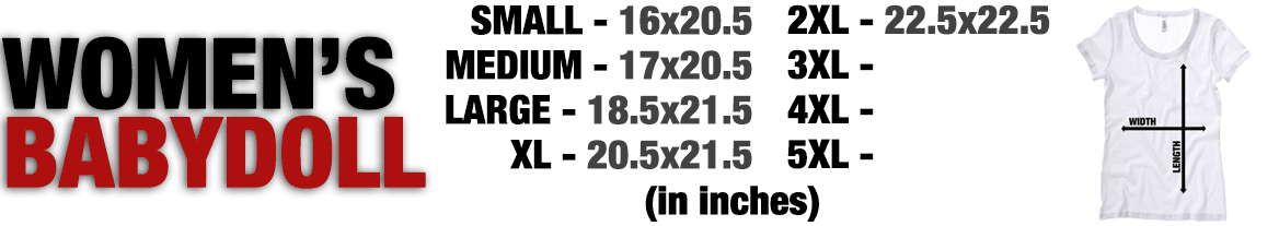 Sizing Chart for Womens Babydoll