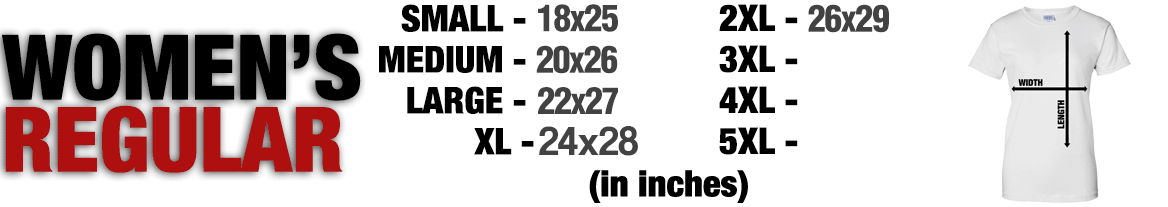 Sizing Chart for Womens Regular