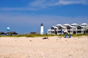 view from the beach of the lighthouse