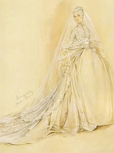 Grace Kelly Wedding Dress Sketch - Helen Rose