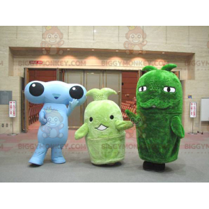 3 BIGGYMONKEY™s mascot one blue alien and two green