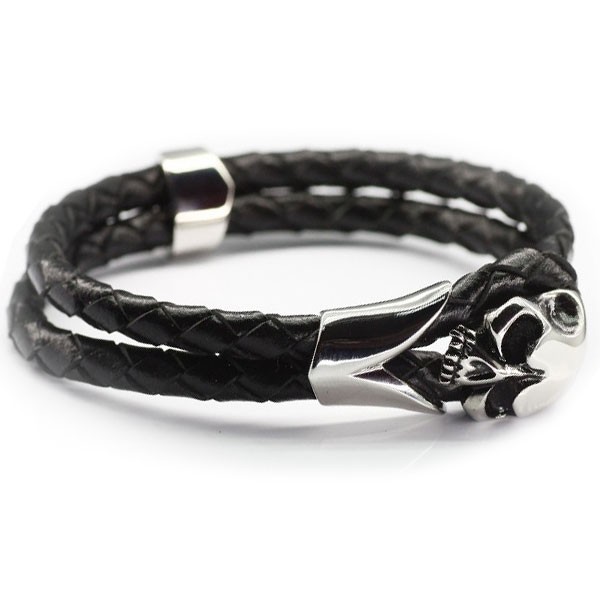 Men's Double Strand Braided Leather Bracelet - BijouxStore - webid:358