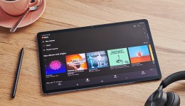 Detail of the Youtube Music streaming app on the screen of a Samsung Galaxy Tab, taken on October 6, 2021.