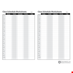 Class Schedule Worksheets Template example document template