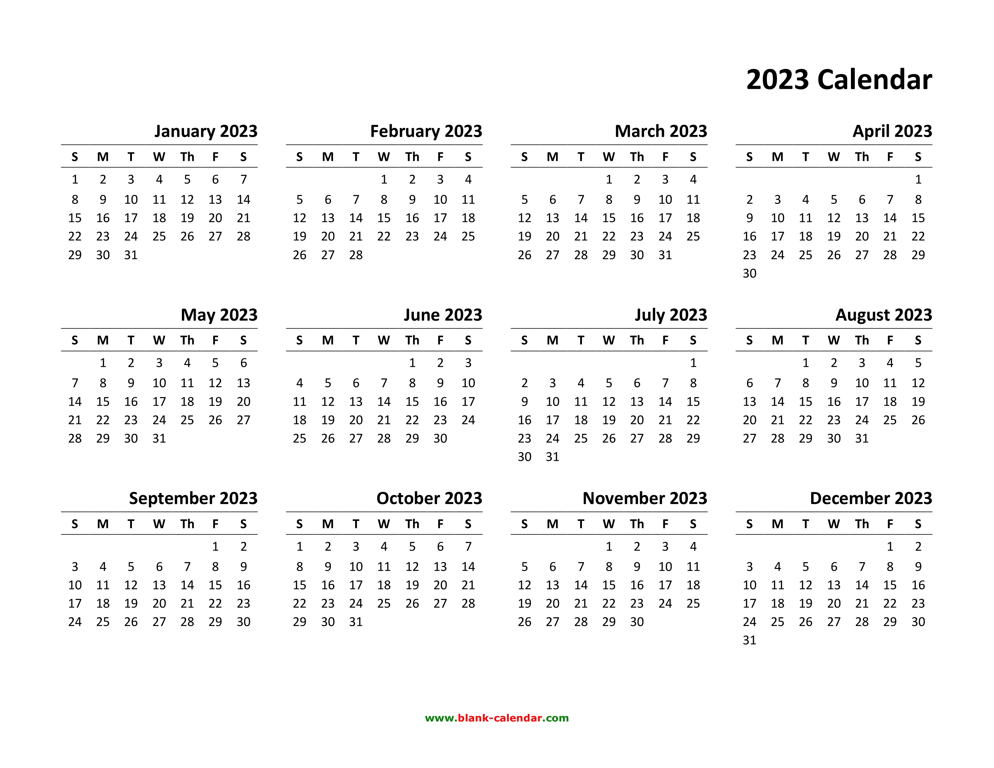 free printable calendar 2023 template in pdf - 2023 year calendar ...