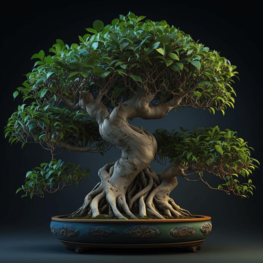 Ficus bonsai, generated by AI