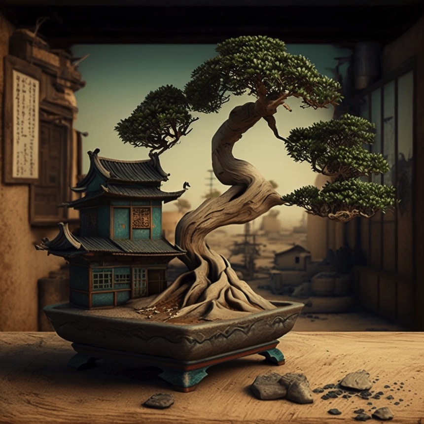 A Vermeer style bonsai tree, generated by AI