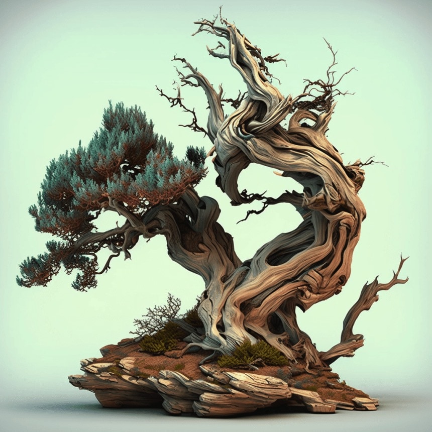 Juniper bonsai, generated by AI