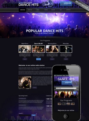 Online Radio Wordpress template ID: 300111624