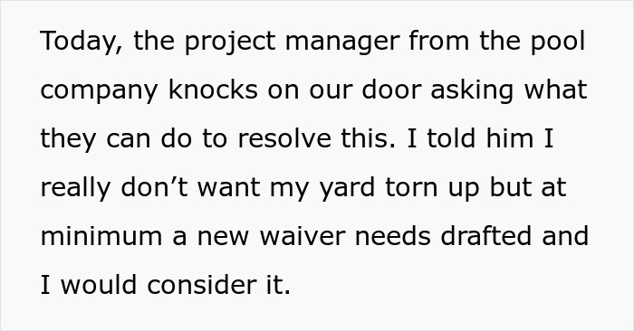 Project manager discusses neighbors yard use issues, offering solutions and drafting a new waiver for consideration.