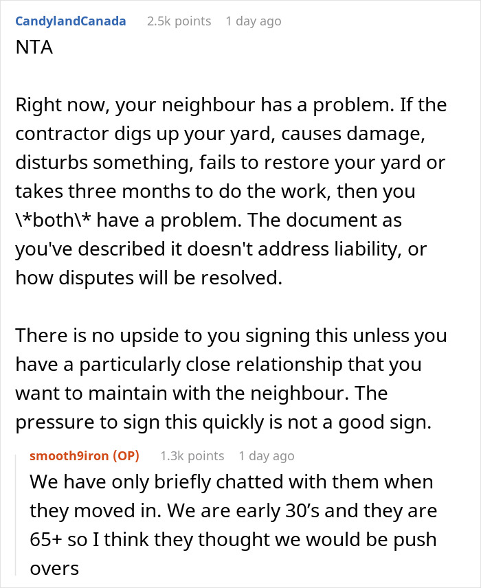 Reddit discussion about issues regarding neighbors-yard-use and liability concerns.