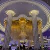 a large chandelier in a large room