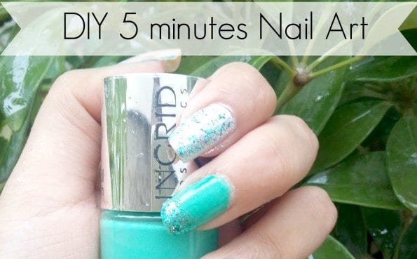 Nail Art Tutorial – 5 Minutes Easy DIY Nail Art Green Sparkles