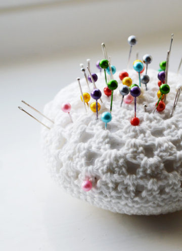 Cute crochet pincushion.