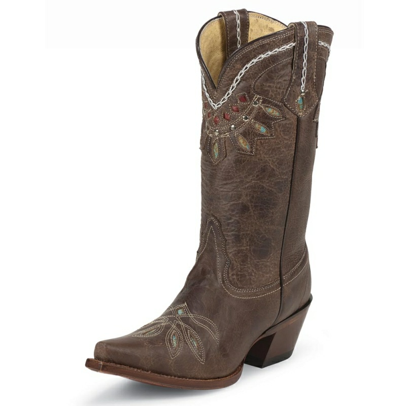 TONY LAMA WOMEN'S CHOCOLATE RANCHO SNIP TOE WESTERN BOOTS