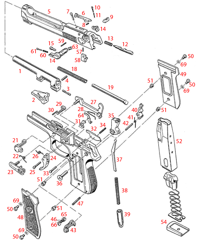 9mm Pistol Beretta Drawing