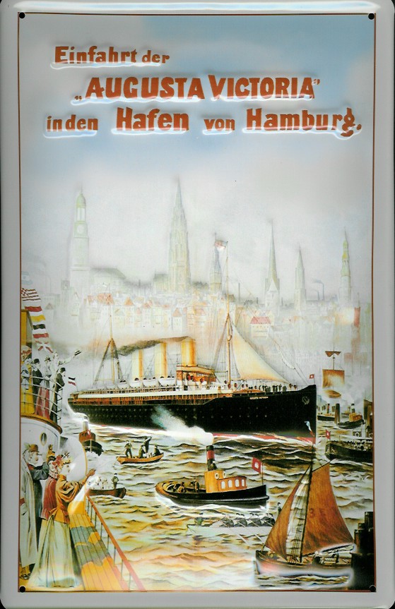 Blechschild Augusta Victoria Dampfer Hamburg Hafen Schiff Schild Nostalgieschild