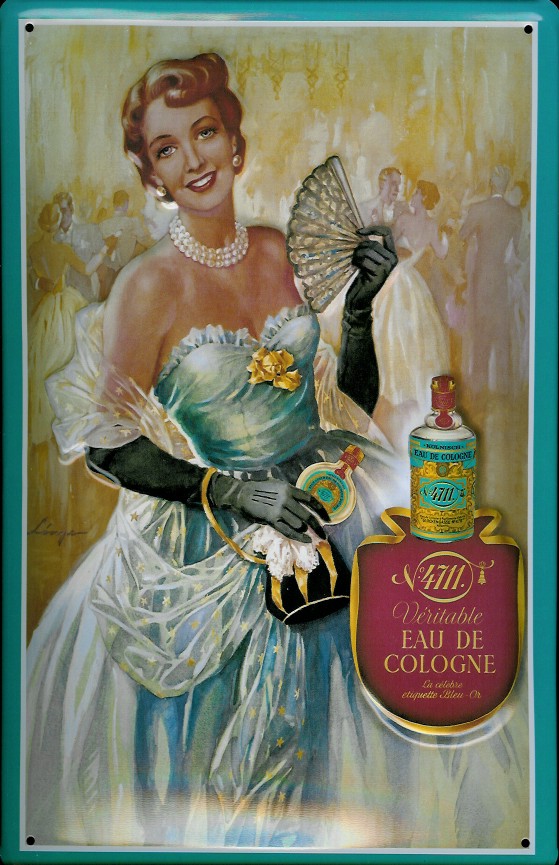 Blechschild 4711 Ball Dame Eau de Cologne Parfum Kosmetik kölnisch Wasser Schild Werbeschild Nostalg