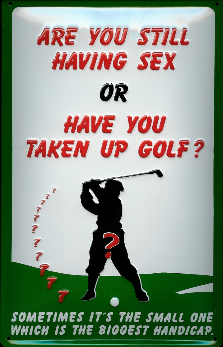 Blechschild Are you still having sex or have you taken up golf  Funschild Schild