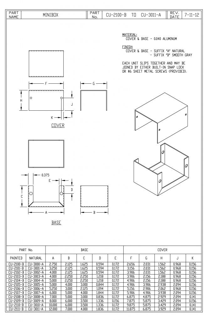 CU-3011-A Dimensions