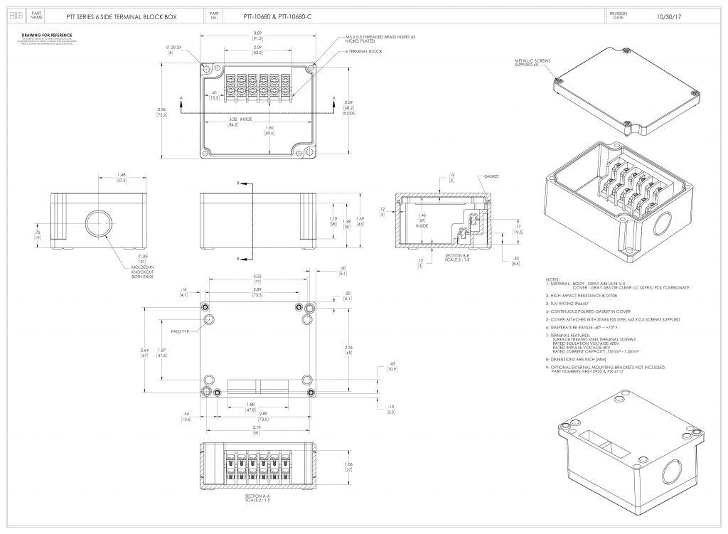 PTT-10680 Dimensions