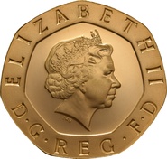 Proof Gold 20p Coin