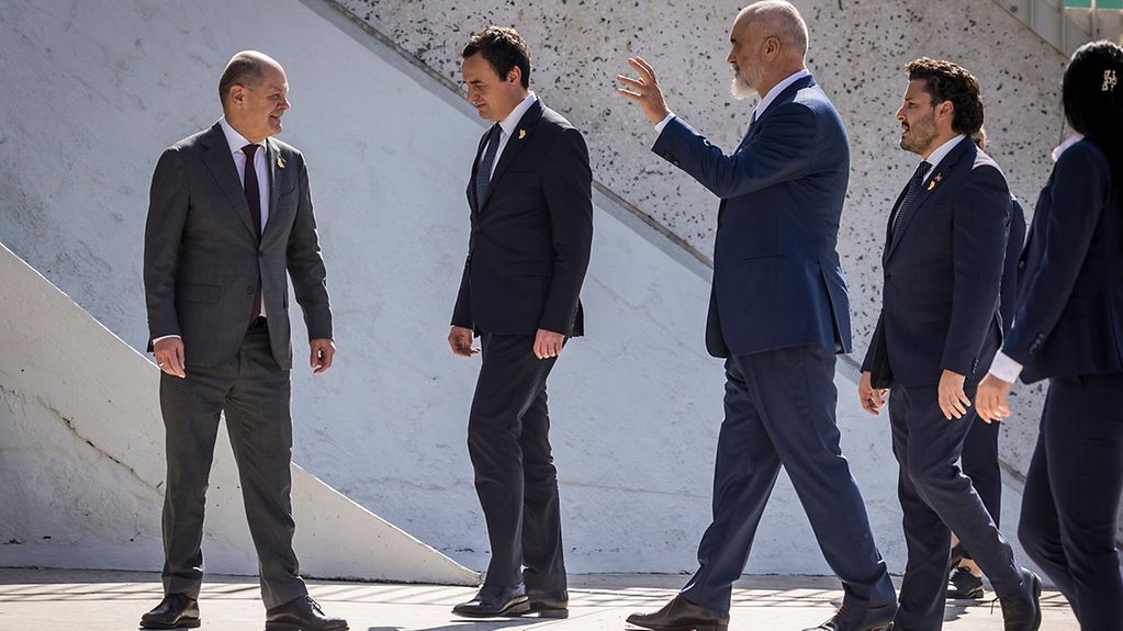 Federal Chancellor Scholz at the summit meeting in Tirana.