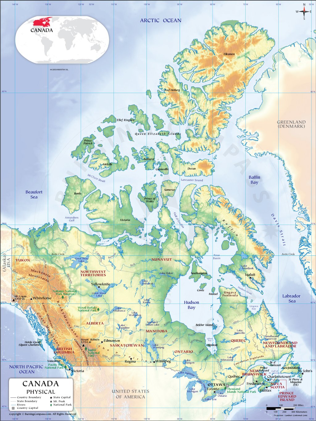 Canada Physical Map